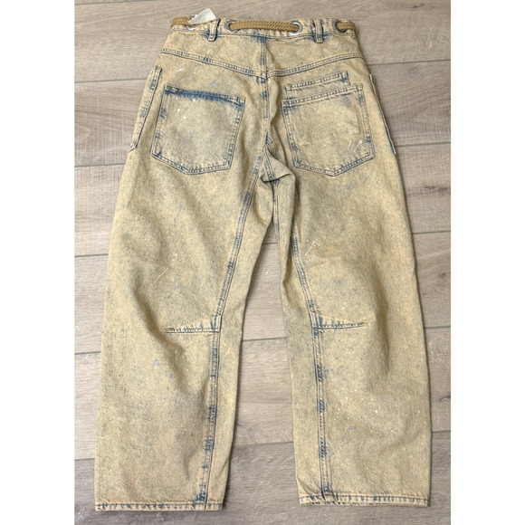 NEW FREE PEOPLE WE THE FREE LOW SLUNG MOXIE BARREL DISTRESSED JEANS IN COWBOY 29 - Picture 14 of 16